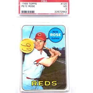 1969 Topps #120 Pete Rose VG-3 Graded by PSA